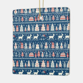 北欧ネイビーブルークリスマスワンダーランドミニマリスト セラミックオーナメント (左)