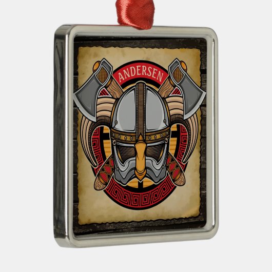 北欧バイキング戦士アックスノーザーメンパーソナライズされた メタルオーナメント (右)