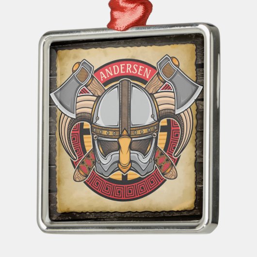 北欧バイキング戦士アックスノーザーメンパーソナライズされた メタルオーナメント (左)