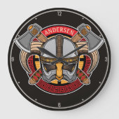 北欧バイキング戦士アックスノーザーメンパーソナライズされた ラージ壁時計 (正面)