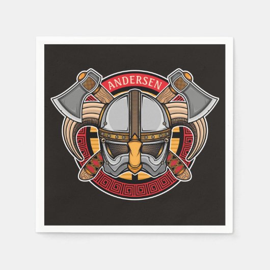 北欧バイキング戦士 ノース人 アックス 北欧人 スタンダードカクテルナプキン (正面)