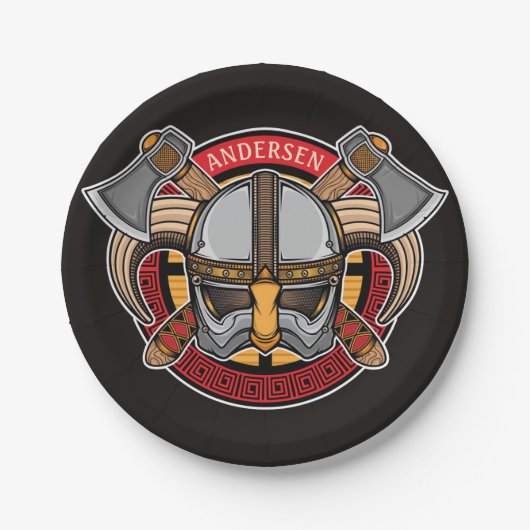 北欧バイキング戦士 ノース人 アックス 北欧人 ペーパープレート (正面)