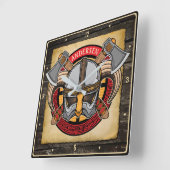 北欧バイキング戦士ADD NAME Norse Ax Norsemen  スクエア壁時計 (傾斜)