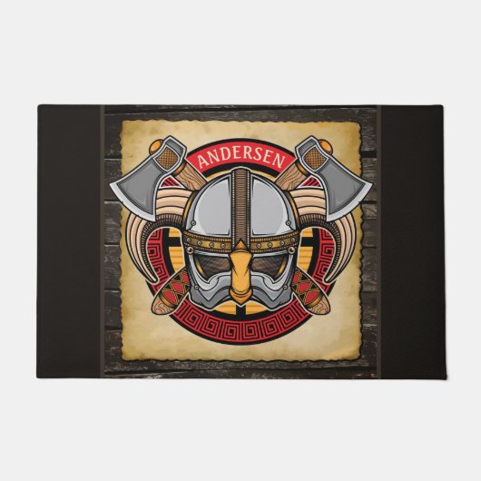 北欧バイキング戦士ADD NAME Norse Ax Norsemen ドアマット (正面)