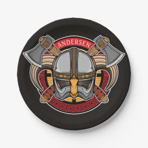 北欧バイキング戦士ADD NAME Norse Ax Norsemen ペーパープレート