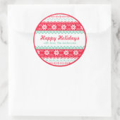 北欧パターンギフトラベル |ハッピーホリデーカスタムズ ラウンドシール (バッグ)