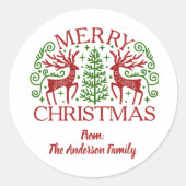 北欧パーソナライズされたのクリスマス ラウンドシール (正面)