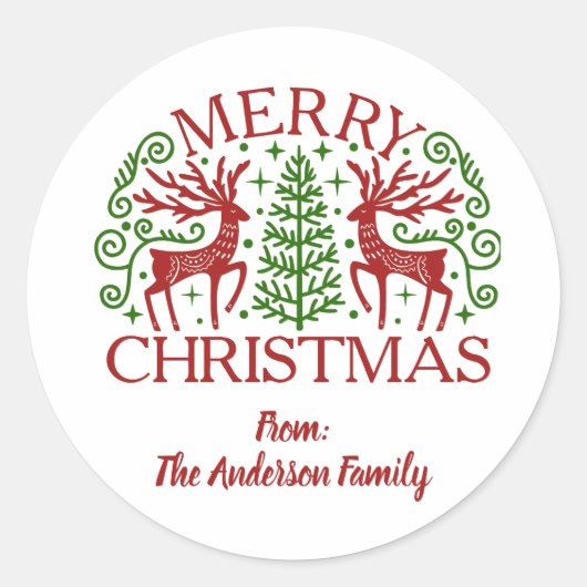 北欧パーソナライズされたのクリスマス ラウンドシール (正面)