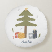 北欧パーソナライズされたクリスマスツリーベッドルーム ラウンドクッション (裏面)