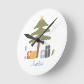 北欧パーソナライズされたクリスマスツリーベッドルーム ラウンド壁時計 (傾斜)