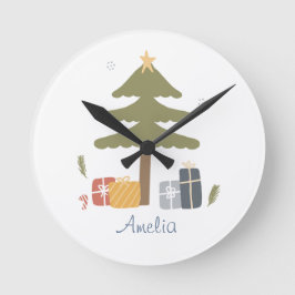 北欧パーソナライズされたクリスマスツリーベッドルーム ラウンド壁時計
