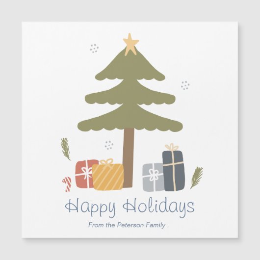 北欧パーソナライズされたクリスマスホリデー磁気カード (正面)