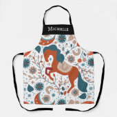 北欧パーソナライズされた馬かわいい エプロン (正面)