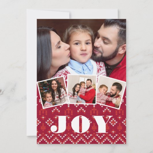 北欧フェアアイルJoyフォトコラージュクリスマス シーズンカード (正面)
