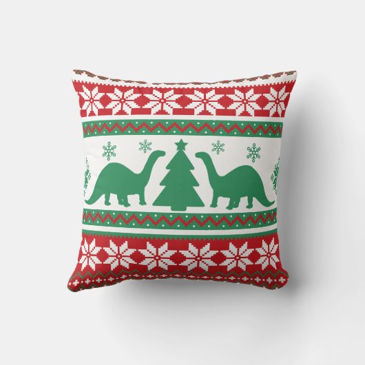 北欧フェア島ブロントサウルス恐竜のセーター クッション (裏面)