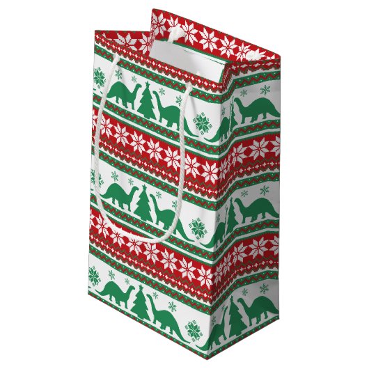 北欧フェア島ブロントサウルス恐竜のセーター スモールペーパーバッグ (裏面アングル)