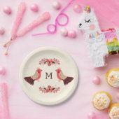 北欧フォークの鳥花モチーフ ペーパープレート (パーティー)