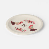北欧フォークの鳥花モチーフ ペーパープレート (アングル)