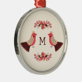 北欧フォークの鳥花モチーフ メタルオーナメント (右)