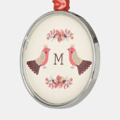 北欧フォークの鳥花モチーフ メタルオーナメント (左)