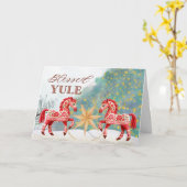 北欧フォークアートのユールカード カード (黄色い花)