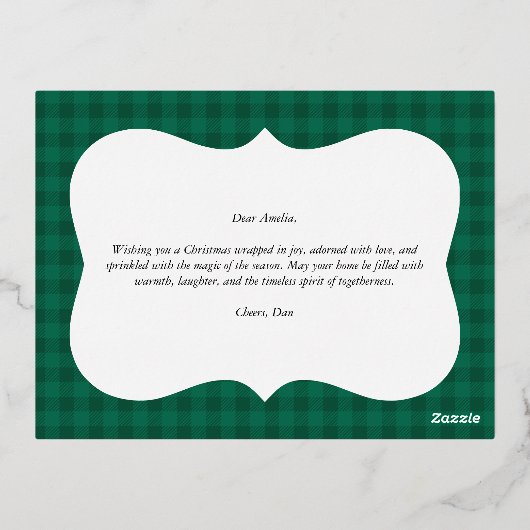 北欧フォークアートクリスマスツリー金ゴールド 箔シーズンポストカード (裏面)