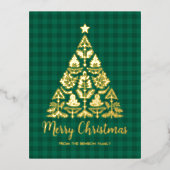 北欧フォークアートクリスマスツリー金ゴールド 箔シーズンポストカード (正面)