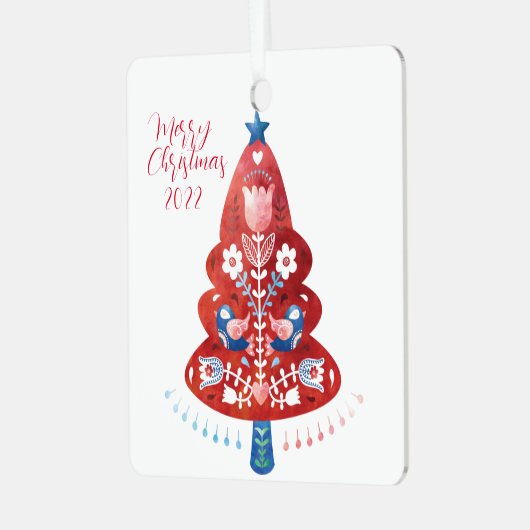 北欧フォークアートクリスマスツリー メタルオーナメント (正面左)