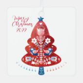 北欧フォークアートクリスマスツリー メタルオーナメント (正面)