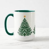 北欧フォークアートグリーンクリスマスツリーコーヒー マグカップ (左)
