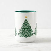 北欧フォークアートグリーンクリスマスツリーコーヒー マグカップ (中央)
