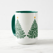 北欧フォークアートグリーンクリスマスツリーコーヒー マグカップ (正面左)