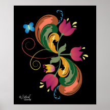 北欧フォークアートスタイルポスター