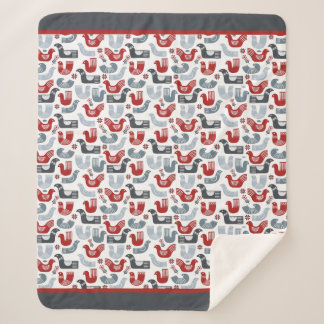 北欧フォークアートバードパターン シェルパブランケット