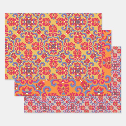 北欧フォークアートパターンラッピング紙シート ラッピングペーパーシート (セット)