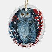 北欧フォークアートフクロウウッドランド動物フォークアート セラミックオーナメント (左)