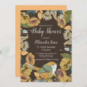 北欧フォークアートフローラバードベビーシャワー 招待状 (正面/裏面)