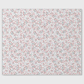 北欧フォークアートベリーブランズレッドブルークリスマス ラッピングペーパー (フラット)