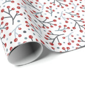 北欧フォークアートベリーブランズレッドブルークリスマス ラッピングペーパー (ロールコーナー)