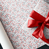 北欧フォークアートベリーブランズレッドブルークリスマス ラッピングペーパー