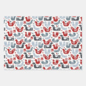 北欧フォークアートレッドブルーバーズフラワーズダラホース ラッピングペーパーシート (正面)