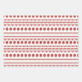 北欧フォークアートレッドブルーバーズフラワーズダラホース ラッピングペーパーシート (正面3)