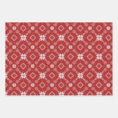 北欧フォークアートレッドブルーフラワーズスカンディンダヴィアン ラッピングペーパーシート (正面3)