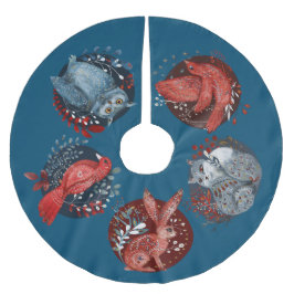 北欧フォークアート、ウッドランド・アニマルズ ブラッシュドポリエステルツリースカート