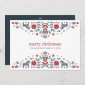 北欧フォークアート | クリスマスホリデー3枚写真 シーズンカード (正面/裏面)