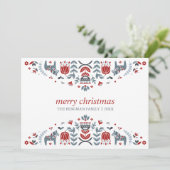 北欧フォークアート | クリスマスホリデー3枚写真 シーズンカード (スタンド正面)