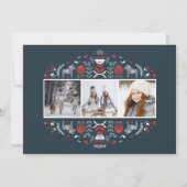 北欧フォークアート | クリスマスホリデー3枚写真 シーズンカード (裏面)