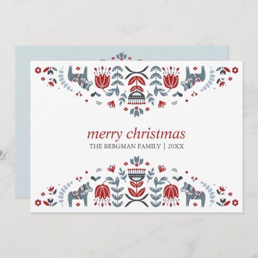 北欧フォークアート | ダーラホースのクリスマス シーズンカード (正面/裏面)