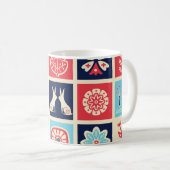 北欧フォークアート：ヴィンテージフローラ。 コーヒーマグカップ (正面右)