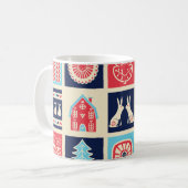 北欧フォークアート：ヴィンテージフローラ。 コーヒーマグカップ (正面左)